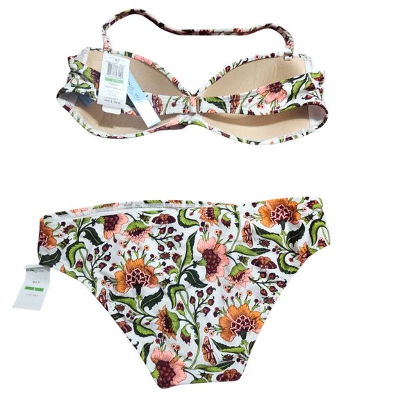 Antonio Melani Floral Twist Bandeau Bikini Set Large 2 Piece Retro Floral Print - Picture 2 of 9